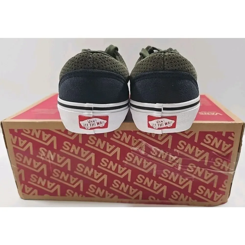Vans~Mens 7; Woman 8.5~Olive Green/Black Era Pro Perforated Suede Sneakers Shoes